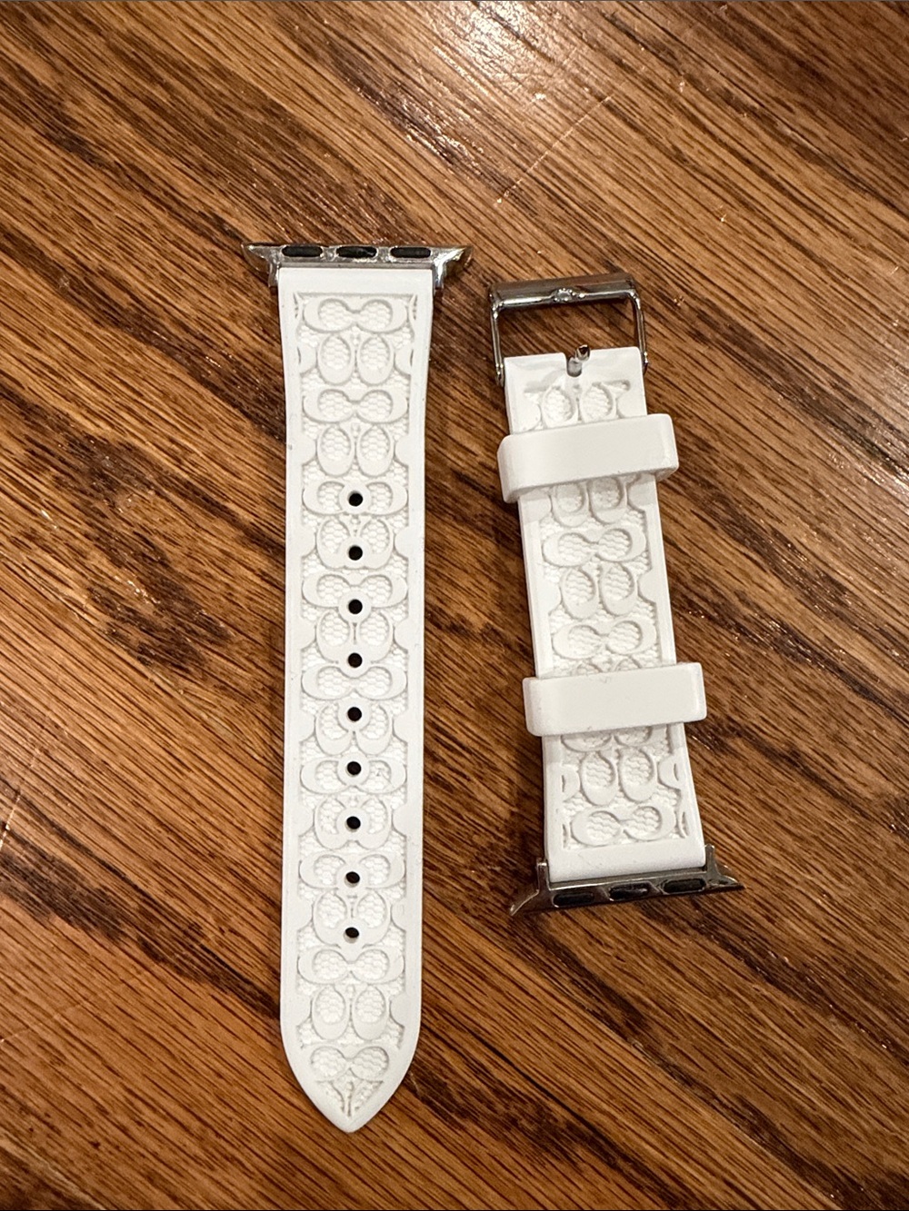 Coach White Embossed Signature Silicone Apple Watch Band